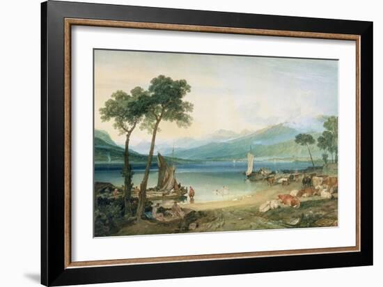 Lake Geneva and Mont Blanc, 1802-5 (W/C with Scraping Out, Pen and Ink on Wove Paper)-J. M. W. Turner-Framed Giclee Print