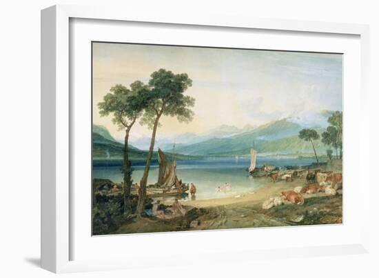 Lake Geneva and Mont Blanc, 1802-5 (W/C with Scraping Out, Pen and Ink on Wove Paper)-J. M. W. Turner-Framed Giclee Print