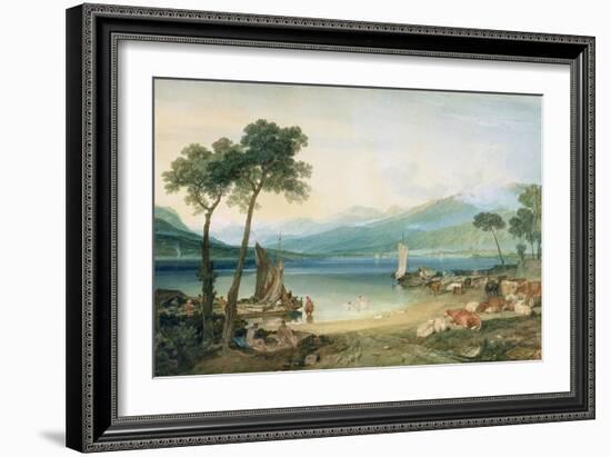 Lake Geneva and Mont Blanc, 1802-5 (W/C with Scraping Out, Pen and Ink on Wove Paper)-J. M. W. Turner-Framed Giclee Print