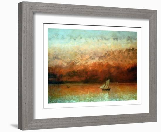 Lake Geneva at Sunset-Gustave Courbet-Framed Giclee Print