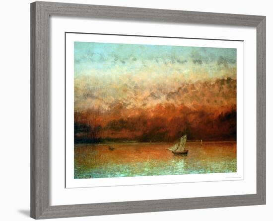 Lake Geneva at Sunset-Gustave Courbet-Framed Giclee Print