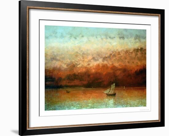 Lake Geneva at Sunset-Gustave Courbet-Framed Giclee Print