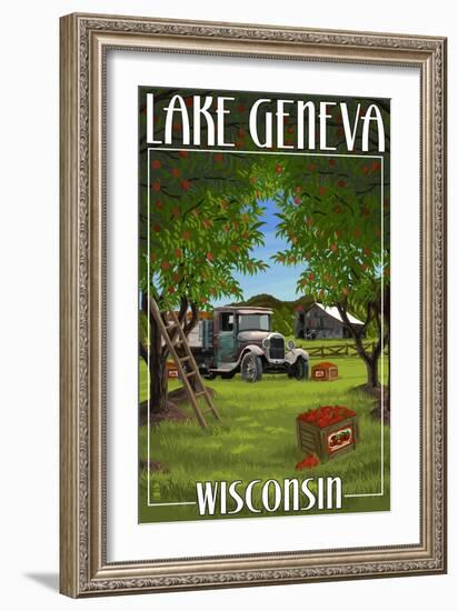 Lake Geneva, Wisconsin - Apple Harvest-Lantern Press-Framed Art Print