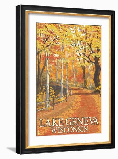 Lake Geneva, Wisconsin - Fall Colors-Lantern Press-Framed Art Print