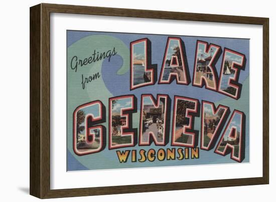 Lake Geneva, Wisconsin - Large Letter Scenes-Lantern Press-Framed Art Print