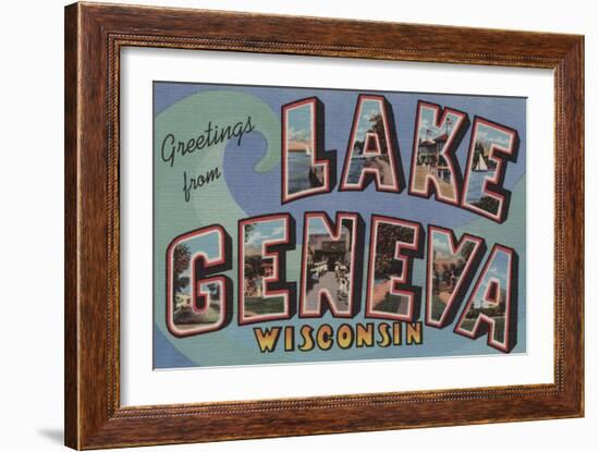 Lake Geneva, Wisconsin - Large Letter Scenes-Lantern Press-Framed Art Print