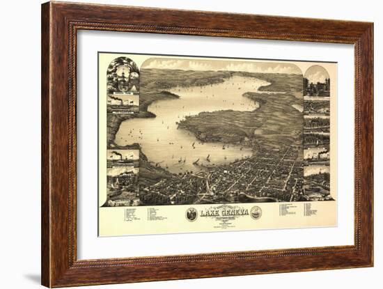 Lake Geneva, Wisconsin - Panoramic Map-Lantern Press-Framed Art Print