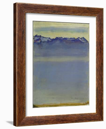 Lake Geneva with the Savoy Alps, 1907 (Oil on Canvas)-Ferdinand Hodler-Framed Giclee Print