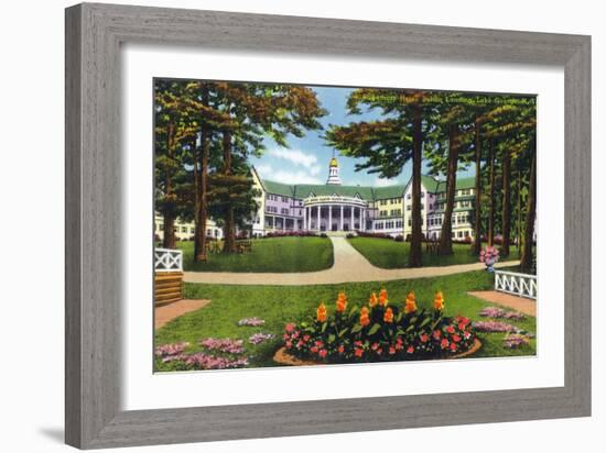 Lake George, New York - Bolton Landing Exterior View of Sagamore Hotel-Lantern Press-Framed Art Print