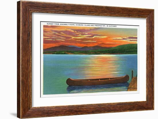 Lake George, NY - Assembly Point Sunset View of Diamond Island, Prospect Mt-Lantern Press-Framed Art Print