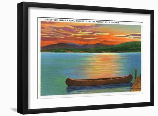 Lake George, NY - Assembly Point Sunset View of Diamond Island, Prospect Mt-Lantern Press-Framed Art Print