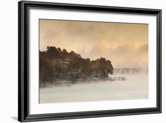 Lake Hamilton, Autumn Fog at Dawn, Hot Springs, Arkansas, USA-Walter Bibikow-Framed Photographic Print