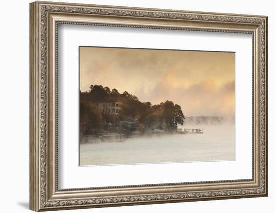 Lake Hamilton, Autumn Fog at Dawn, Hot Springs, Arkansas, USA-Walter Bibikow-Framed Photographic Print