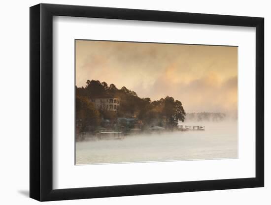 Lake Hamilton, Autumn Fog at Dawn, Hot Springs, Arkansas, USA-Walter Bibikow-Framed Photographic Print