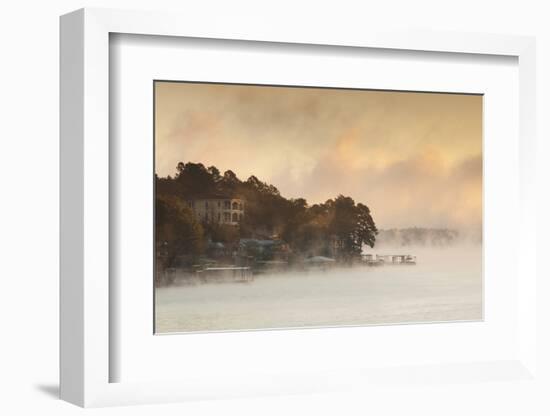 Lake Hamilton, Autumn Fog at Dawn, Hot Springs, Arkansas, USA-Walter Bibikow-Framed Photographic Print