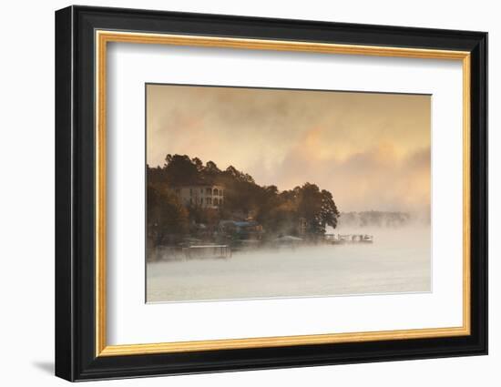 Lake Hamilton, Autumn Fog at Dawn, Hot Springs, Arkansas, USA-Walter Bibikow-Framed Photographic Print