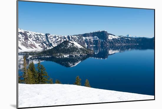 Lake in Winter, Crater Lake, Crater Lake National Park, Oregon, USA-null-Mounted Photographic Print