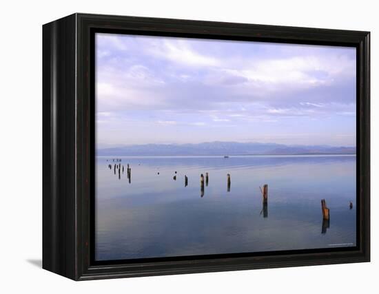 Lake Issyk-Kul at Balikchi, Kyrgyzstan, Central Asia-Upperhall Ltd-Framed Premier Image Canvas