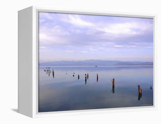 Lake Issyk-Kul at Balikchi, Kyrgyzstan, Central Asia-Upperhall Ltd-Framed Premier Image Canvas