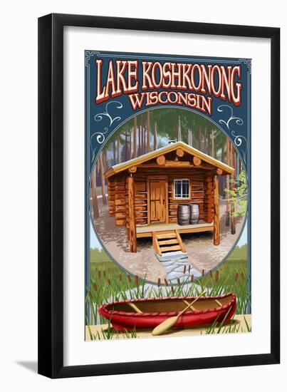 Lake Koshkonong, Wisconsin - Cabin in Woods-Lantern Press-Framed Art Print