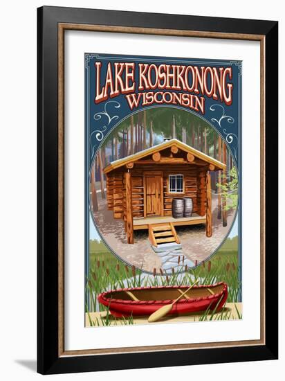 Lake Koshkonong, Wisconsin - Cabin in Woods-Lantern Press-Framed Art Print