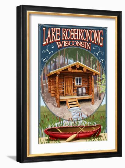 Lake Koshkonong, Wisconsin - Cabin in Woods-Lantern Press-Framed Art Print