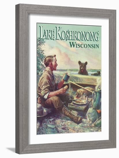 Lake Koshkonong, Wisconsin - Camping Scene-Lantern Press-Framed Art Print