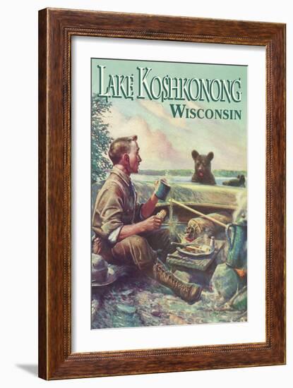 Lake Koshkonong, Wisconsin - Camping Scene-Lantern Press-Framed Art Print