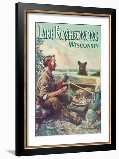 Lake Koshkonong, Wisconsin - Camping Scene-Lantern Press-Framed Art Print