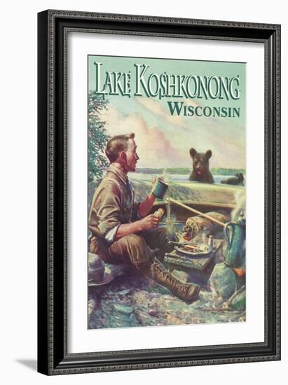 Lake Koshkonong, Wisconsin - Camping Scene-Lantern Press-Framed Art Print