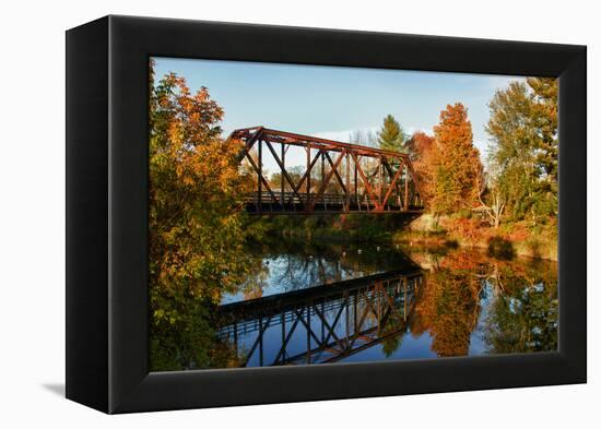 Lake Lamoille with Old Iron Railroad Bridge, Morrisville, Vermont, USA-Bill Bachmann-Framed Premier Image Canvas