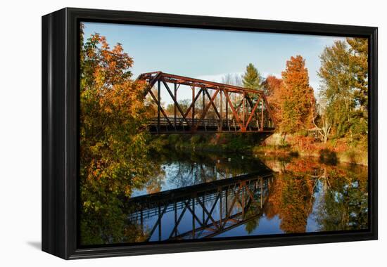 Lake Lamoille with Old Iron Railroad Bridge, Morrisville, Vermont, USA-Bill Bachmann-Framed Premier Image Canvas