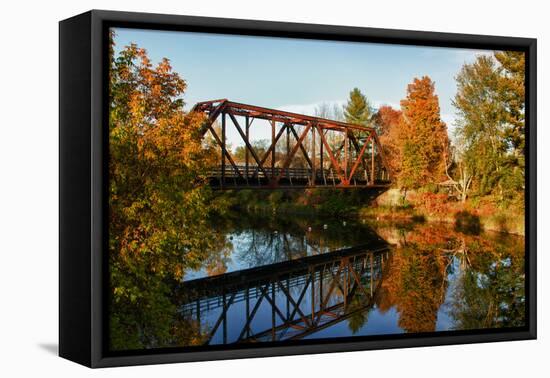 Lake Lamoille with Old Iron Railroad Bridge, Morrisville, Vermont, USA-Bill Bachmann-Framed Premier Image Canvas