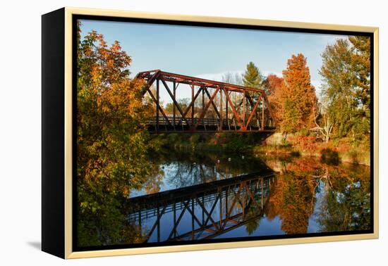 Lake Lamoille with Old Iron Railroad Bridge, Morrisville, Vermont, USA-Bill Bachmann-Framed Premier Image Canvas