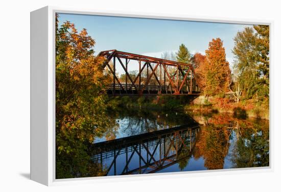 Lake Lamoille with Old Iron Railroad Bridge, Morrisville, Vermont, USA-Bill Bachmann-Framed Premier Image Canvas