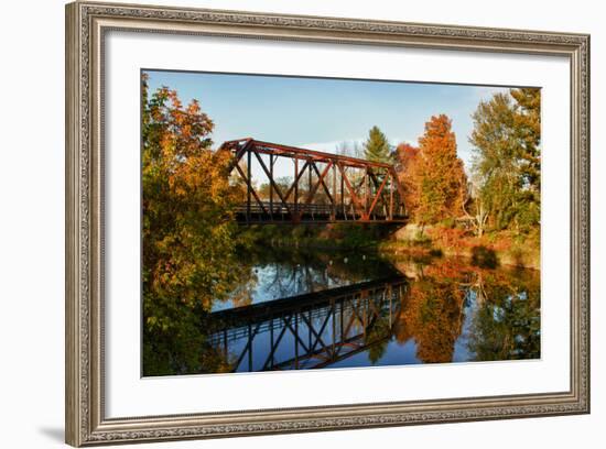 Lake Lamoille with Old Iron Railroad Bridge, Morrisville, Vermont, USA-Bill Bachmann-Framed Photographic Print