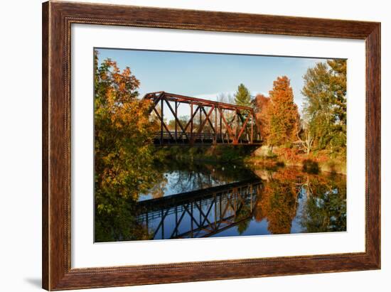 Lake Lamoille with Old Iron Railroad Bridge, Morrisville, Vermont, USA-Bill Bachmann-Framed Photographic Print