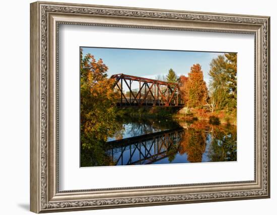 Lake Lamoille with Old Iron Railroad Bridge, Morrisville, Vermont, USA-Bill Bachmann-Framed Photographic Print