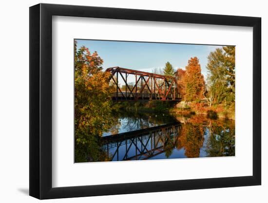 Lake Lamoille with Old Iron Railroad Bridge, Morrisville, Vermont, USA-Bill Bachmann-Framed Photographic Print