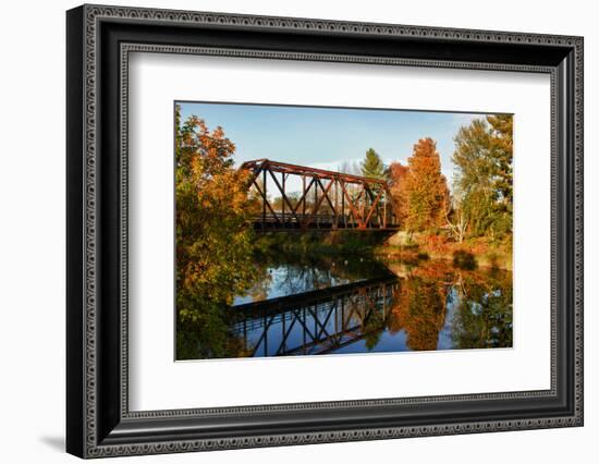 Lake Lamoille with Old Iron Railroad Bridge, Morrisville, Vermont, USA-Bill Bachmann-Framed Photographic Print