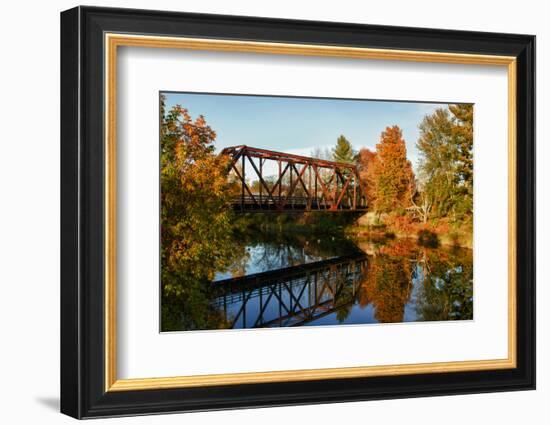 Lake Lamoille with Old Iron Railroad Bridge, Morrisville, Vermont, USA-Bill Bachmann-Framed Photographic Print