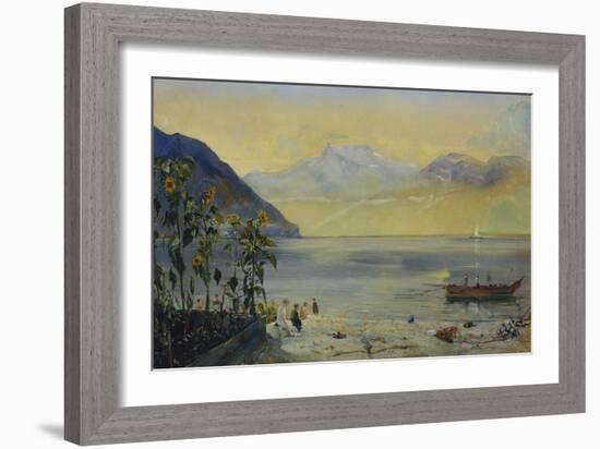 Lake Leman with the Dents du Midi in the Distance, 1863-John William Inchbold-Framed Giclee Print