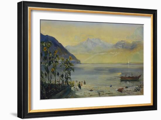 Lake Leman with the Dents du Midi in the Distance, 1863-John William Inchbold-Framed Giclee Print