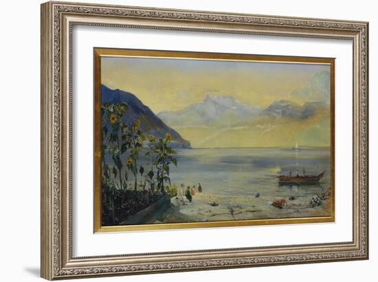 Lake Leman with the Dents Du Midi in the Distance, 1863-John William Inchbold-Framed Giclee Print