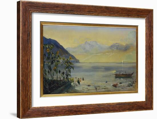 Lake Leman with the Dents Du Midi in the Distance, 1863-John William Inchbold-Framed Giclee Print