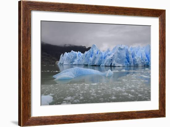 Lake-Level View of Blue Ice at the Glacier Face and Iceberg-Eleanor Scriven-Framed Photographic Print