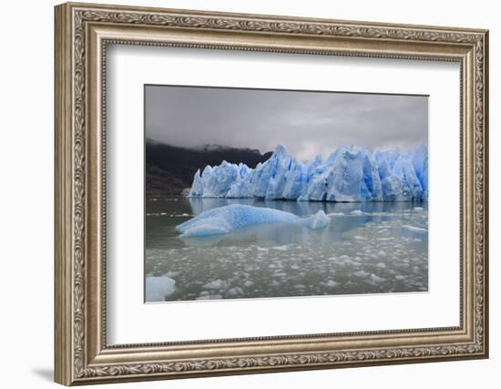 Lake-Level View of Blue Ice at the Glacier Face and Iceberg-Eleanor Scriven-Framed Photographic Print