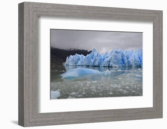 Lake-Level View of Blue Ice at the Glacier Face and Iceberg-Eleanor Scriven-Framed Photographic Print