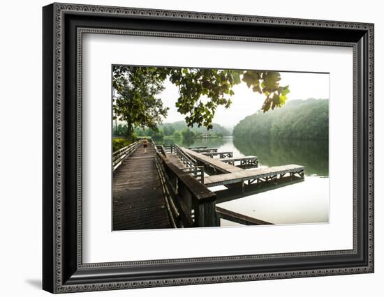 Lake Lure, North Carolina: a Man Goes for a Run Along the Shoreline of Lake Lure-Brad Beck-Framed Photographic Print