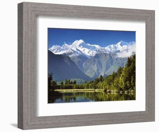 Lake Matheson, Mount Tasman and Mount Cook, Westland Tai Poutini National Park, New Zealand-Jochen Schlenker-Framed Photographic Print